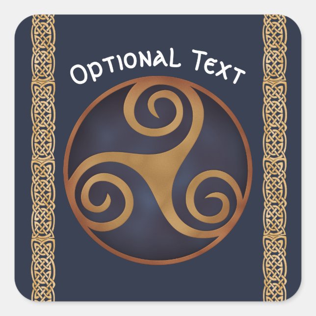 Celtic Triskelion (blau) Custom Quadratischer Aufkleber (Vorderseite)