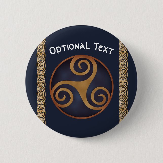 Celtic Triskelion (Blue) Custom Button (Vorderseite)