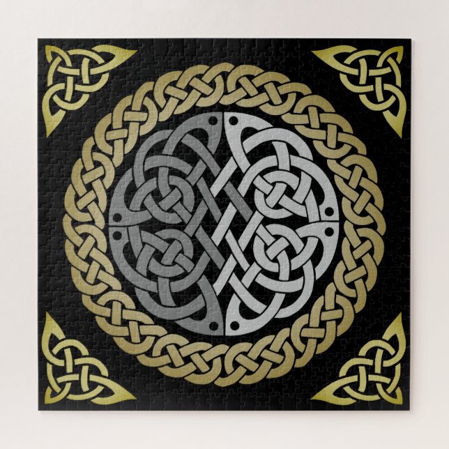 Celtic/viking circle geflochtenes Knoten Silber un Puzzle (Horizontal)
