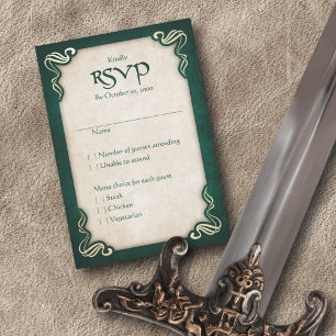 Celtic Viking Dragon Wedding RSVP Karte