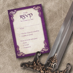 Celtic Viking Dragon Wedding RSVP Karte