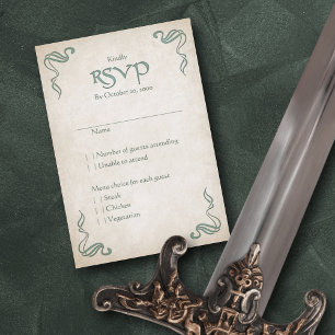 Celtic Viking Fantasy Wedding RSVP Karte