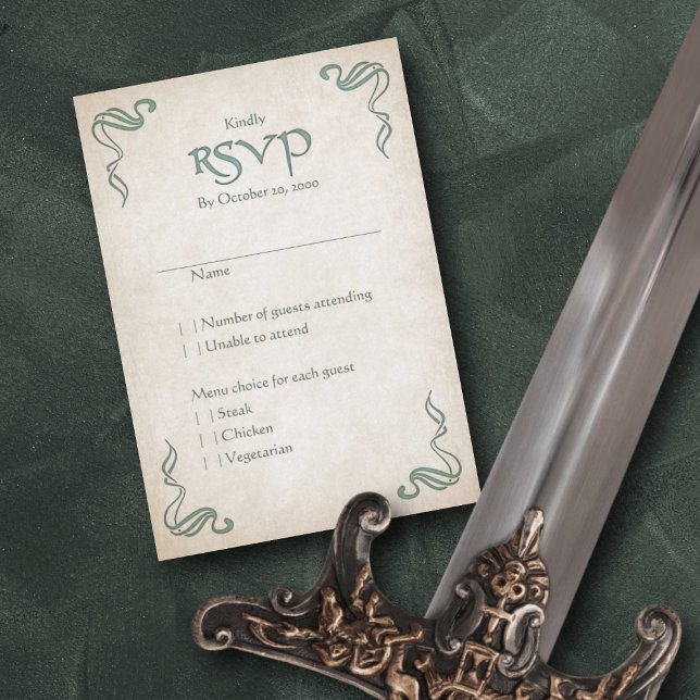 Celtic Viking Fantasy Wedding RSVP Karte (Von Creator hochgeladen)