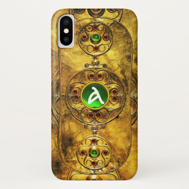 CELTIC WARRIOR SHIELD EMERALD RUBY GEM MONOGRAM Case-Mate iPhone HÜLLE (Rückseite)