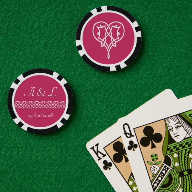 Celtic Weave Hearry in Raspberry Pokerchips (Pokertisch (doppelt))