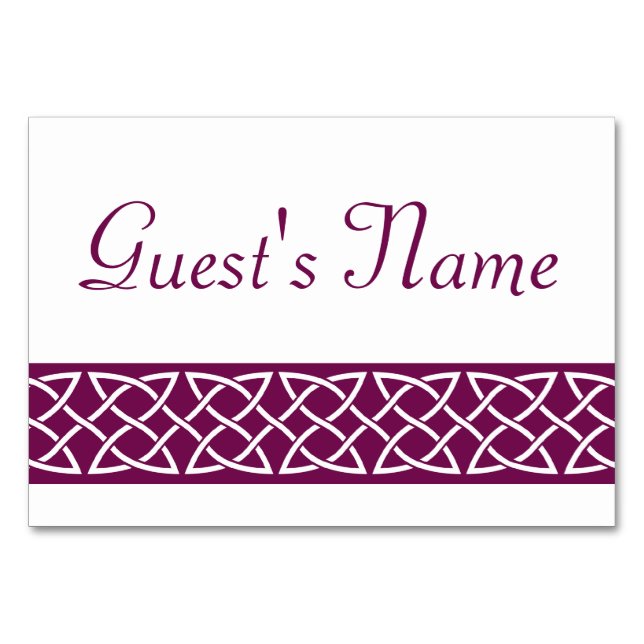 Celtic Weave Heart in Wine Table Card Tischnummer (Vorderseite)