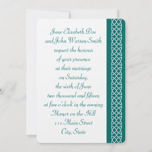 Celtic Weave Hearts in Aquamariner Hochzeitseinlad Einladung