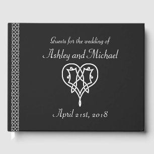 Celtic Weave Hearts in Black Guest Book Gästebuch