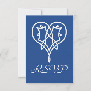 Celtic Weave Hearts in Blau Antwortkarte RSVP Karte