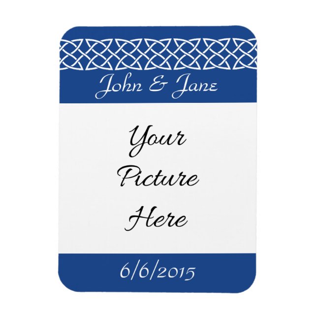 Celtic Weave Hearts in Blue Rett-the-Date Magnet (Vertikal)