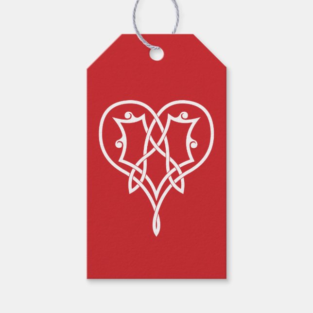 Celtic Weave Hearts in Cherry Gift Tag Geschenkanhänger (Vorderseite)