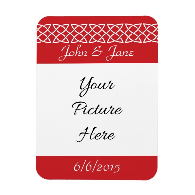 Celtic Weave Hearts in Cherry Rett-the-Date Magnet (Vertikal)
