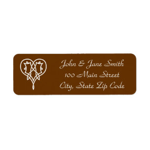 Celtic Weave Hearts in Chocolate-Adressetikett