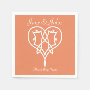 Celtic Weave Hearts in Coral Napkins Serviette