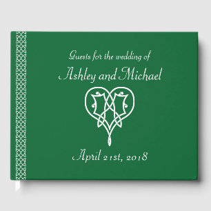 Celtic Weave Hearts in Green Guest Book Gästebuch