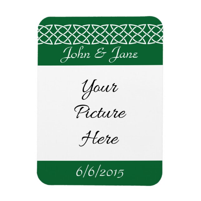Celtic Weave Hearts in Green Rett-the-Date Magnet (Vertikal)
