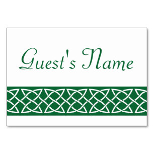 Celtic Weave Hearts in Green Table Card Tischnummer