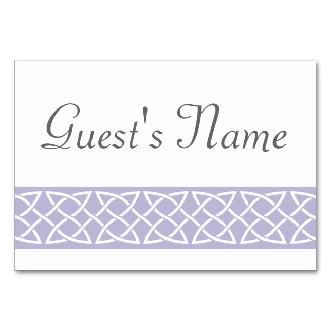 Celtic Weave Hearts in Lavender Table Card Tischnummer (Vorderseite)