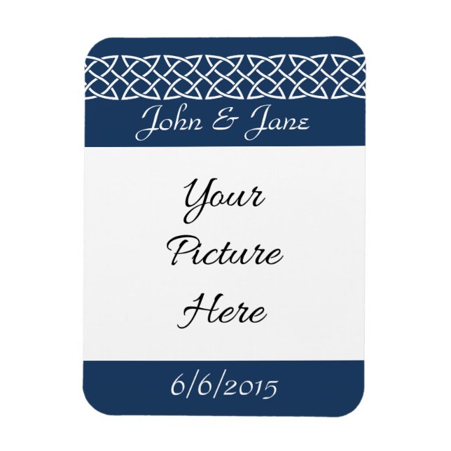 Celtic Weave Hearts in Navy Rett-the-Date Magnet (Vertikal)