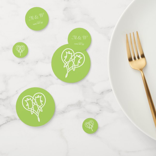 Celtic Weave Hearts in Peridot Table Confetti Konfetti (Gruppe)