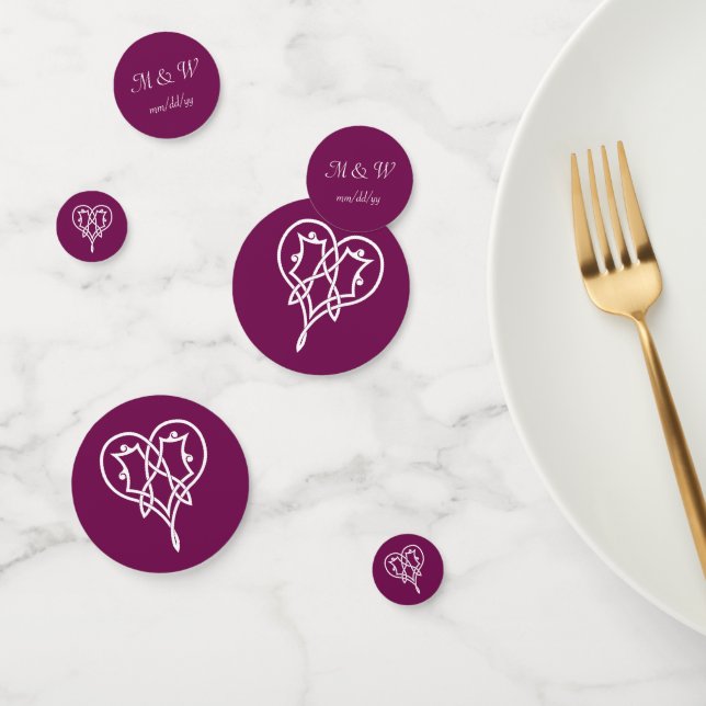 Celtic Weave Hearts in Wine Table Confetti Konfetti (Gruppe)