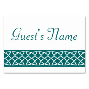 Celtic Weave Hearve in Aquamarine Table Card Tischnummer