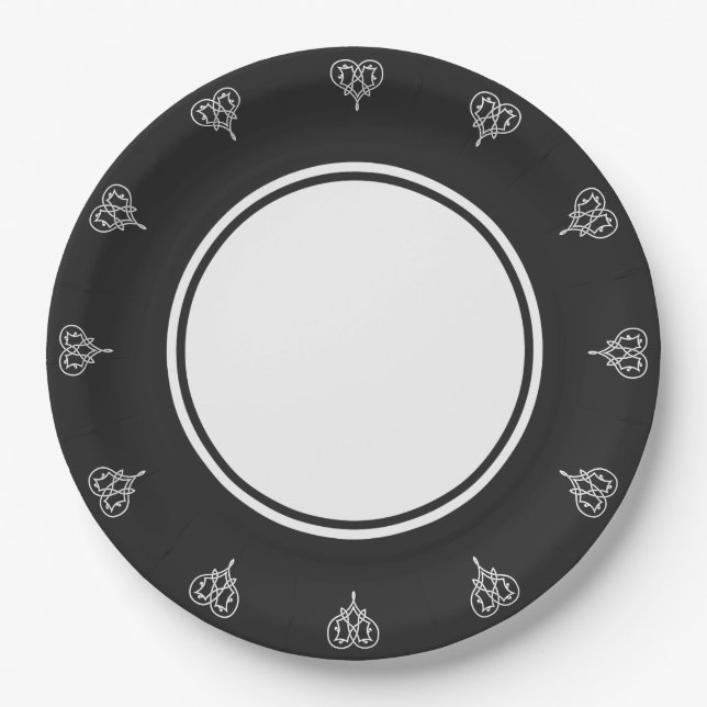 Celtic Weave Hearve in Black Paper Plate Pappteller (Vorderseite)