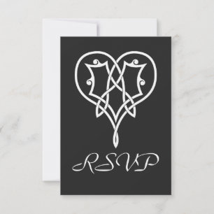 Celtic Weave Hearve in Black RSVP Card Karte