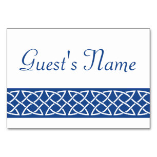 Celtic Weave Hearve in Blue Table Card Tischnummer