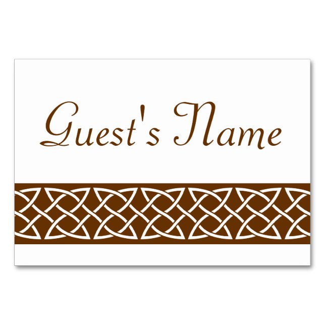 Celtic Weave Hearve in Chocolate Table Card Tischnummer (Vorderseite)