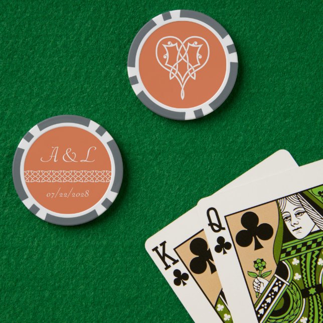 Celtic Weave Hearve in Coral Pokerchips (Pokertisch (doppelt))