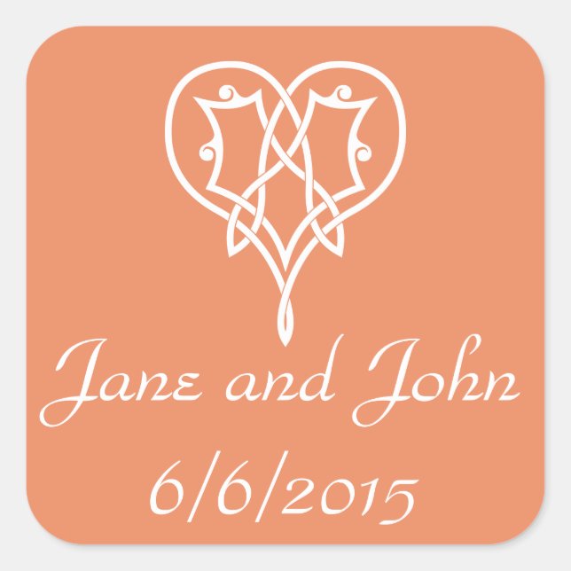 Celtic Weave Hearve in Coral Sticker (Vorderseite)