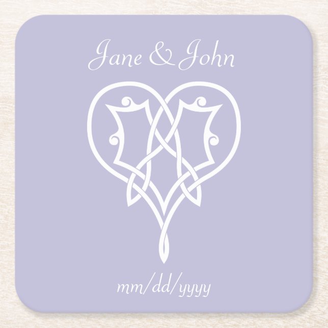Celtic Weave Hearve in Lavender Paper Untersetzer (Vorderseite)