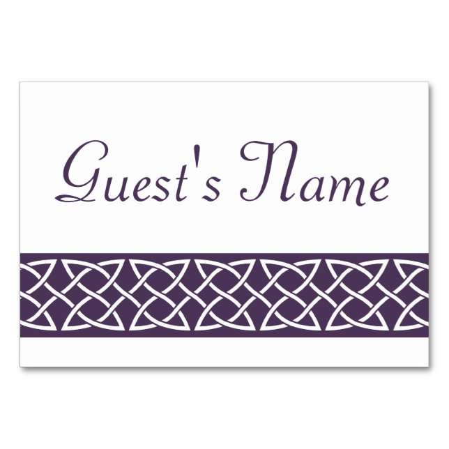 Celtic Weave Hearve in Lila Table Card Tischnummer (Vorderseite)
