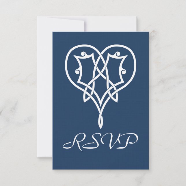 Celtic Weave Hearve in Navy RSVP Card (Vorderseite)