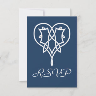 Celtic Weave Hearve in Navy RSVP Card