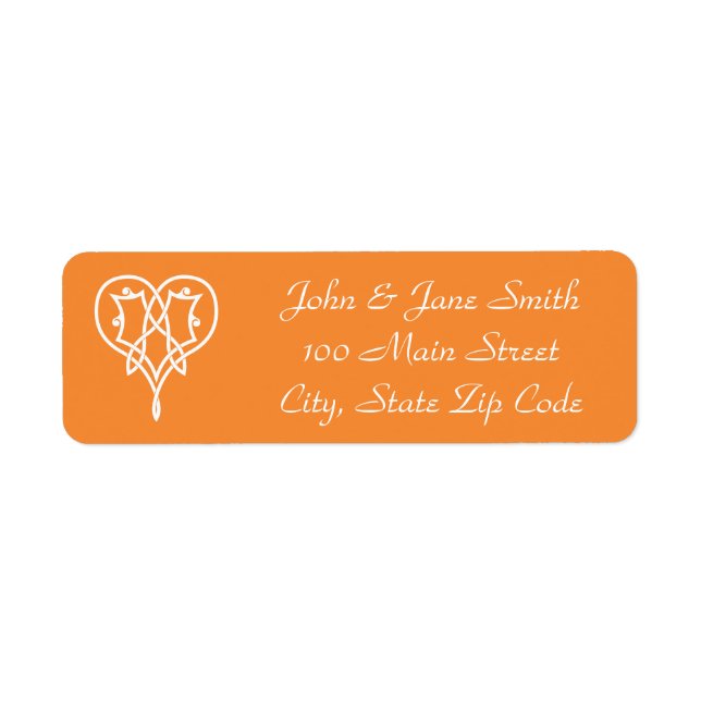 Celtic Weave Hearve in Orange Return Address Label (Vorne)
