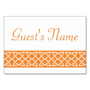 Celtic Weave Hearve in Orange Table Card Tischnummer