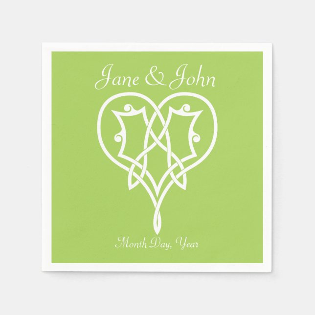 Celtic Weave Hearve in Peridot Napkins Serviette (Vorderseite)