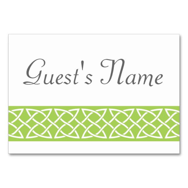 Celtic Weave Hearve in Peridot Table Card Tischnummer (Vorderseite)