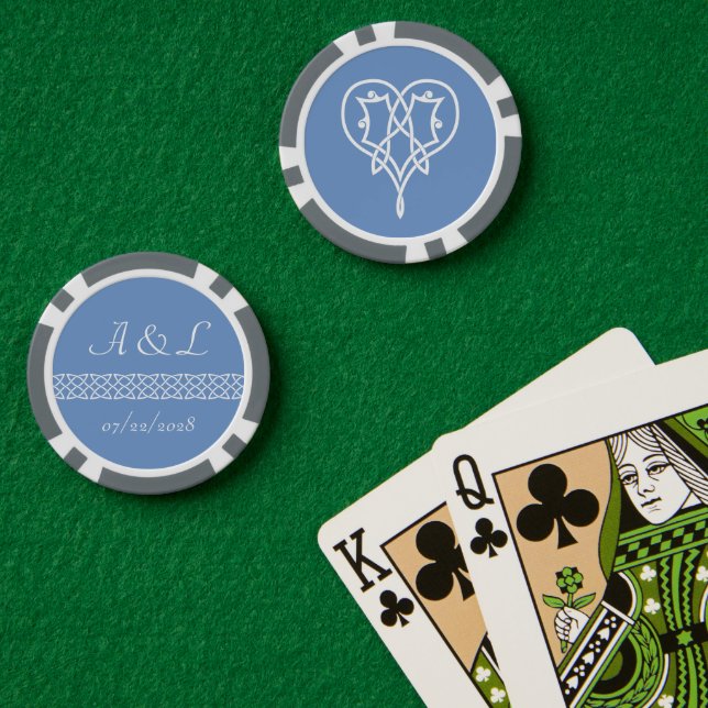 Celtic Weave Hearve in Periwinkle Pokerchips (Pokertisch (doppelt))
