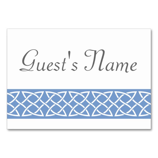 Celtic Weave Hearve in Periwinkle Table Card Tischnummer (Vorderseite)