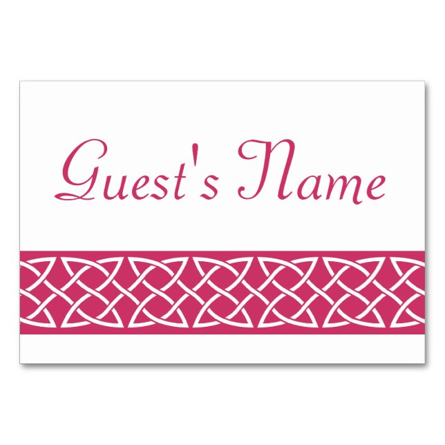 Celtic Weave Hearve in Raspberry Table Card Tischnummer (Vorderseite)