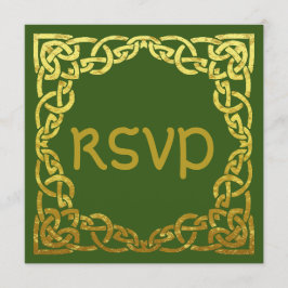 Celtic Wedding Green | Imitate Gold Celtic Knoten  Einladung