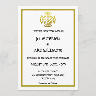 Celtic Wedding Imitate Gold Celtic Knot Cross Einladung