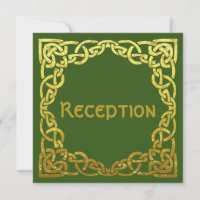 Celtic Wedding Imitate Gold | Green Empfang Card