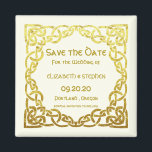 Celtic Wedding Imitats Gold Celtic Knot Save the D Magnet<br><div class="desc">Elegantes keltisches Hochzeitssemble Imitate Gold Celtic Knot Design auf Elfenbein. Dies ist eine Vorlage für Sie bereit,  um Ihre Hochzeitsdetails hinzuzufügen . Wenn Sie die Hintergrundfarbe ändern möchten oder den Schriftart ändern möchten,  klicken Sie bitte am Ende der Vorlage weiter anpassen .</div>