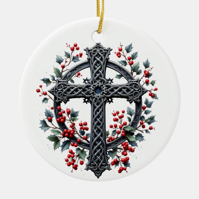 Celtic Winter Cross Christmas Ornament (Vorne)