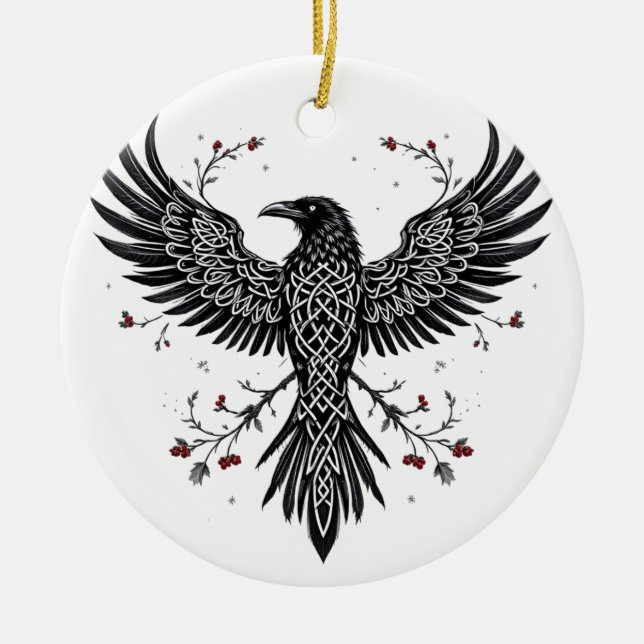 Celtic Winter Raven Christmas Ornament (Vorne)