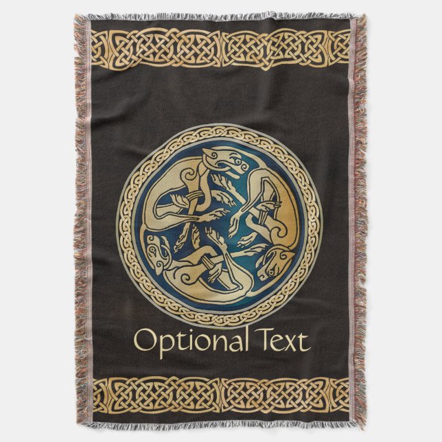 Celtic Wolf Knüpfarbeit Triad Decke (Vorderseite Vertikal)